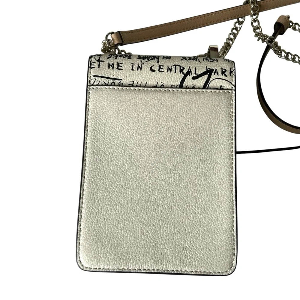 DKNY Womens Elissa North South Cream Graffiti Print Leather Crossbody‎ Bag
